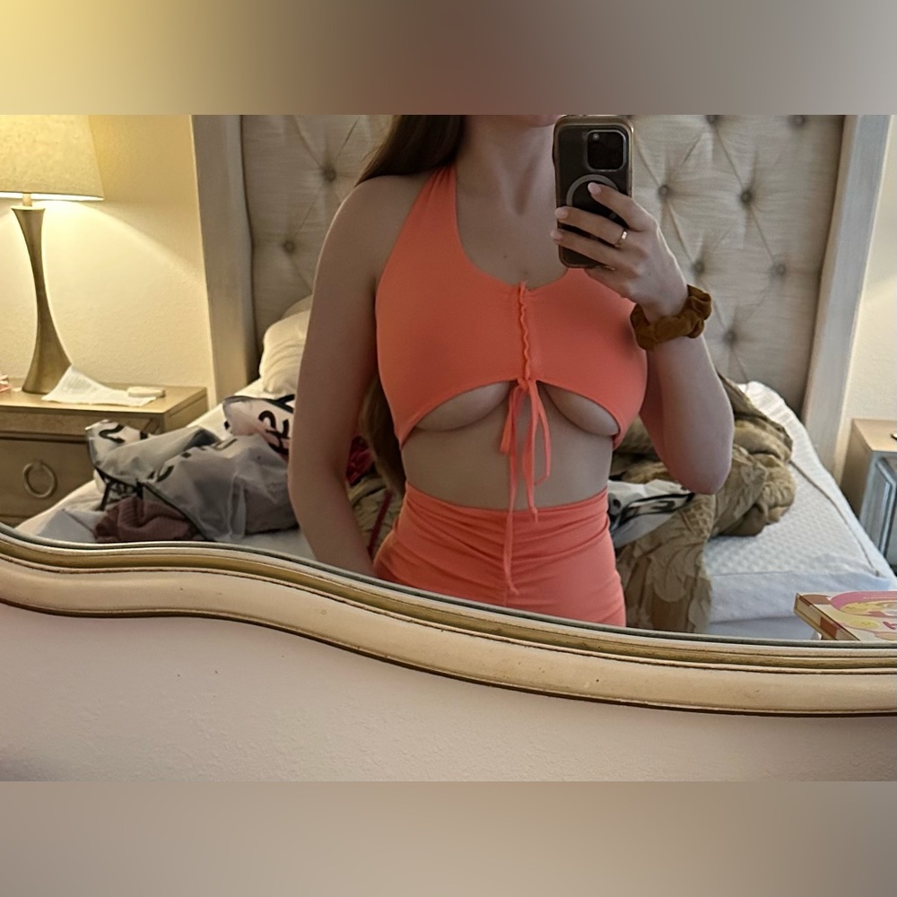 Orange halter bodycon dress. Nwt